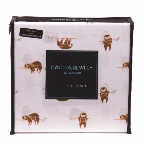 Cynthia Rowley Bedding Playful Sloth Twin Xl 3 Piece Sheet